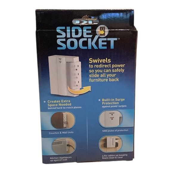 Side Socket Swivel Surge Protector 6 Outlets 1000 Joules Power Strip White - Picture 2 of 8